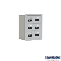 Salsbury Cell Phone Storage Locker - 3 Door High Unit (8 Inch Deep Compartments) - 6 A Doors - Aluminum - Recessed Mounted - Resettable Combination Locks  19038-06ARC