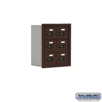 Salsbury Cell Phone Storage Locker - 3 Door High Unit (8 Inch Deep Compartments) - 6 A Doors - Bronze - Recessed Mounted - Resettable Combination Locks  19038-06ZRC