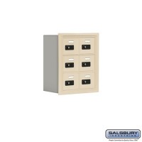 Salsbury Cell Phone Storage Locker - 3 Door High Unit (8 Inch Deep Compartments) - 6 A Doors - Sandstone - Recessed Mounted - Resettable Combination Locks  19038-06SRC