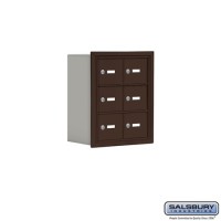 Salsbury Cell Phone Storage Locker - 3 Door High Unit (8 Inch Deep Compartments) - 6 A Doors - Bronze - Recessed Mounted - Master Keyed Locks  19038-06ZRK