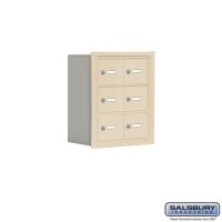 Salsbury Cell Phone Storage Locker - 3 Door High Unit (8 Inch Deep Compartments) - 6 A Doors - Sandstone - Recessed Mounted - Master Keyed Locks  19038-06SRK