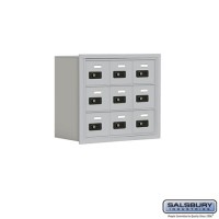 Salsbury Cell Phone Storage Locker - 3 Door High Unit (8 Inch Deep Compartments) - 9 A Doors - Aluminum - Recessed Mounted - Resettable Combination Locks  19038-09ARC