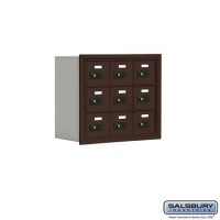 Salsbury Cell Phone Storage Locker - 3 Door High Unit (8 Inch Deep Compartments) - 9 A Doors - Bronze - Recessed Mounted - Resettable Combination Locks  19038-09ZRC