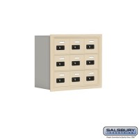 Salsbury Cell Phone Storage Locker - 3 Door High Unit (8 Inch Deep Compartments) - 9 A Doors - Sandstone - Recessed Mounted - Resettable Combination Locks  19038-09SRC