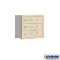 Salsbury Cell Phone Storage Locker - 3 Door High Unit (8 Inch Deep Compartments) - 9 A Doors - Sandstone - Recessed Mounted - Master Keyed Locks  19038-09SRK