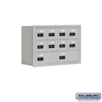 Salsbury Cell Phone Storage Locker - 3 Door High Unit (8 Inch Deep Compartments) - 8 A Doors and 2 B Doors - Aluminum - Recessed Mounted - Resettable Combination Locks  19038-10ARC