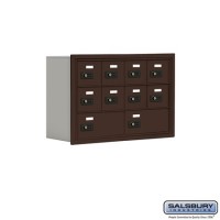 Salsbury Cell Phone Storage Locker - 3 Door High Unit (8 Inch Deep Compartments) - 8 A Doors and 2 B Doors - Bronze - Recessed Mounted - Resettable Combination Locks  19038-10ZRC