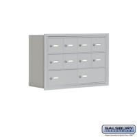Salsbury Cell Phone Storage Locker - 3 Door High Unit (8 Inch Deep Compartments) - 8 A Doors and 2 B Doors - Aluminum - Recessed Mounted - Master Keyed Locks  19038-10ARK