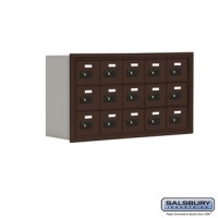 Salsbury Cell Phone Storage Locker - 3 Door High Unit (8 Inch Deep Compartments) - 15 A Doors - Bronze - Recessed Mounted - Resettable Combination Locks  19038-15ZRC