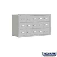 Salsbury Cell Phone Storage Locker - 3 Door High Unit (8 Inch Deep Compartments) - 15 A Doors - Aluminum - Recessed Mounted - Master Keyed Locks  19038-15ARK