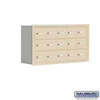 Salsbury Cell Phone Storage Locker - 3 Door High Unit (8 Inch Deep Compartments) - 15 A Doors - Sandstone - Recessed Mounted - Master Keyed Locks  19038-15SRK