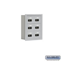Salsbury Cell Phone Storage Locker - 3 Door High Unit (5 Inch Deep Compartments) - 6 A Doors - Aluminum - Recessed Mounted - Resettable Combination Locks  19035-06ARC