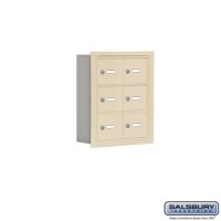 Salsbury Cell Phone Storage Locker - 3 Door High Unit (5 Inch Deep Compartments) - 6 A Doors - Sandstone - Recessed Mounted - Master Keyed Locks  19035-06SRK