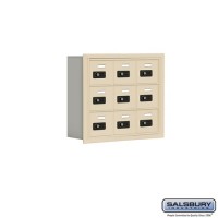 Salsbury Cell Phone Storage Locker - 3 Door High Unit (5 Inch Deep Compartments) - 9 A Doors - Sandstone - Recessed Mounted - Resettable Combination Locks  19035-09SRC