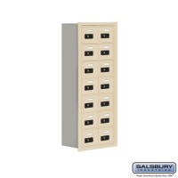 Salsbury Cell Phone Storage Locker - 7 Door High Unit (8 Inch Deep Compartments) - 14 A Doors - Sandstone - Recessed Mounted - Resettable Combination Locks  19078-14SRC