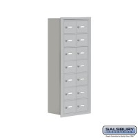 Salsbury Cell Phone Storage Locker - 7 Door High Unit (8 Inch Deep Compartments) - 14 A Doors - Aluminum - Recessed Mounted - Master Keyed Locks  19078-14ARK