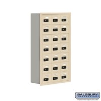 Salsbury Cell Phone Storage Locker - 7 Door High Unit (8 Inch Deep Compartments) - 21 A Doors - Sandstone - Recessed Mounted - Resettable Combination Locks  19078-21SRC
