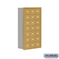 Salsbury Cell Phone Storage Locker - 7 Door High Unit (8 Inch Deep Compartments) - 21 A Doors - Gold - Recessed Mounted - Master Keyed Locks  19078-21GRK