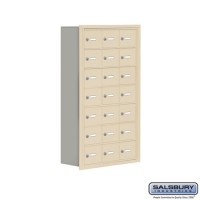 Salsbury Cell Phone Storage Locker - 7 Door High Unit (8 Inch Deep Compartments) - 21 A Doors - Sandstone - Recessed Mounted - Master Keyed Locks  19078-21SRK