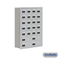 Salsbury Cell Phone Storage Locker - 7 Door High Unit (8 Inch Deep Compartments) - 20 A Doors and 4 B Doors - Aluminum - Recessed Mounted - Resettable Combination Locks  19078-24ARC