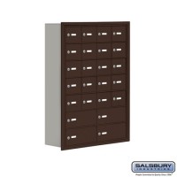 Salsbury Cell Phone Storage Locker - 7 Door High Unit (8 Inch Deep Compartments) - 20 A Doors and 4 B Doors - Bronze - Recessed Mounted - Master Keyed Locks  19078-24ZRK