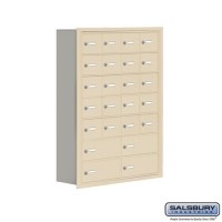 Salsbury Cell Phone Storage Locker - 7 Door High Unit (8 Inch Deep Compartments) - 20 A Doors and 4 B Doors - Sandstone - Recessed Mounted - Master Keyed Locks  19078-24SRK