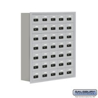 Salsbury Cell Phone Storage Locker - 7 Door High Unit (8 Inch Deep Compartments) - 35 A Doors - Aluminum - Recessed Mounted - Resettable Combination Locks  19078-35ARC