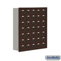 Salsbury Cell Phone Storage Locker - 7 Door High Unit (8 Inch Deep Compartments) - 35 A Doors - Bronze - Recessed Mounted - Resettable Combination Locks  19078-35ZRC
