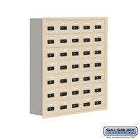 Salsbury Cell Phone Storage Locker - 7 Door High Unit (8 Inch Deep Compartments) - 35 A Doors - Sandstone - Recessed Mounted - Resettable Combination Locks  19078-35SRC