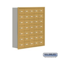 Salsbury Cell Phone Storage Locker - 7 Door High Unit (8 Inch Deep Compartments) - 35 A Doors - Gold - Recessed Mounted - Master Keyed Locks  19078-35GRK