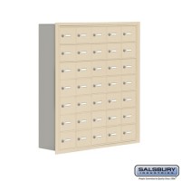 Salsbury Cell Phone Storage Locker - 7 Door High Unit (8 Inch Deep Compartments) - 35 A Doors - Sandstone - Recessed Mounted - Master Keyed Locks  19078-35SRK