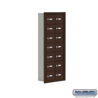 Salsbury Cell Phone Storage Locker - 7 Door High Unit (5 Inch Deep Compartments) - 14 A Doors - Bronze - Recessed Mounted - Master Keyed Locks  19075-14ZRK
