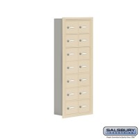 Salsbury Cell Phone Storage Locker - 7 Door High Unit (5 Inch Deep Compartments) - 14 A Doors - Sandstone - Recessed Mounted - Master Keyed Locks  19075-14SRK