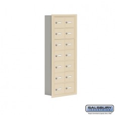Salsbury Cell Phone Storage Locker - 7 Door High Unit (5 Inch Deep Compartments) - 14 A Doors - Sandstone - Recessed Mounted - Master Keyed Locks  19075-14SRK