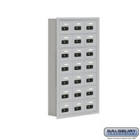 Salsbury Cell Phone Storage Locker - 7 Door High Unit (5 Inch Deep Compartments) - 21 A Doors - Aluminum - Recessed Mounted - Resettable Combination Locks  19075-21ARC