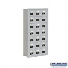 Salsbury Cell Phone Storage Locker - 7 Door High Unit (5 Inch Deep Compartments) - 21 A Doors - Aluminum - Recessed Mounted - Resettable Combination Locks  19075-21ARC