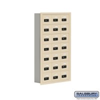 Salsbury Cell Phone Storage Locker - 7 Door High Unit (5 Inch Deep Compartments) - 21 A Doors - Sandstone - Recessed Mounted - Resettable Combination Locks  19075-21SRC