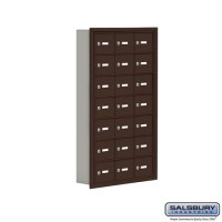 Salsbury Cell Phone Storage Locker - 7 Door High Unit (5 Inch Deep Compartments) - 21 A Doors - Bronze - Recessed Mounted - Master Keyed Locks  19075-21ZRK