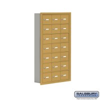 Salsbury Cell Phone Storage Locker - 7 Door High Unit (5 Inch Deep Compartments) - 21 A Doors - Gold - Recessed Mounted - Master Keyed Locks  19075-21GRK