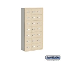 Salsbury Cell Phone Storage Locker - 7 Door High Unit (5 Inch Deep Compartments) - 21 A Doors - Sandstone - Recessed Mounted - Master Keyed Locks  19075-21SRK