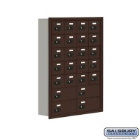 Salsbury Cell Phone Storage Locker - 7 Door High Unit (5 Inch Deep Compartments) - 20 A Doors and 4 B Doors - Bronze - Recessed Mounted - Resettable Combination Locks  19075-24ZRC