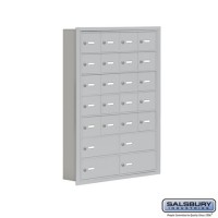 Salsbury Cell Phone Storage Locker - 7 Door High Unit (5 Inch Deep Compartments) - 20 A Doors and 4 B Doors - Aluminum - Recessed Mounted - Master Keyed Locks  19075-24ARK