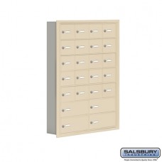 Salsbury Cell Phone Storage Locker - 7 Door High Unit (5 Inch Deep Compartments) - 20 A Doors and 4 B Doors - Sandstone - Recessed Mounted - Master Keyed Locks  19075-24SRK