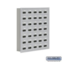 Salsbury Cell Phone Storage Locker - 7 Door High Unit (5 Inch Deep Compartments) - 35 A Doors - Aluminum - Recessed Mounted - Resettable Combination Locks  19075-35ARC