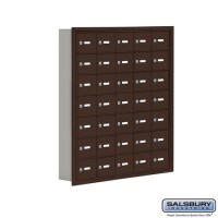 Salsbury Cell Phone Storage Locker - 7 Door High Unit (5 Inch Deep Compartments) - 35 A Doors - Bronze - Recessed Mounted - Master Keyed Locks  19075-35ZRK