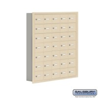 Salsbury Cell Phone Storage Locker - 7 Door High Unit (5 Inch Deep Compartments) - 35 A Doors - Sandstone - Recessed Mounted - Master Keyed Locks  19075-35SRK