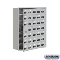 Salsbury Cell Phone Storage Locker - with Front Access Panel - 7 Door High Unit (8 Inch Deep Compartments) - 35 A Doors (34 usable) - Aluminum - Recessed Mounted - Resettable Combination Locks  19178-35ARC