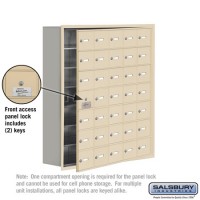 Salsbury Cell Phone Storage Locker - with Front Access Panel - 7 Door High Unit (8 Inch Deep Compartments) - 35 A Doors (34 usable) - Sandstone - Recessed Mounted - Master Keyed Locks  19178-35SRK