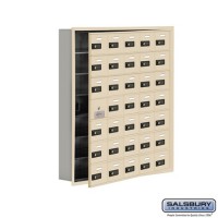 Salsbury Cell Phone Storage Locker - with Front Access Panel - 7 Door High Unit (5 Inch Deep Compartments) - 35 A Doors (34 usable) - Sandstone - Recessed Mounted - Resettable Combination Locks  19175-35SRC