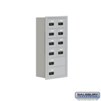 Salsbury Cell Phone Storage Locker - 6 Door High Unit (8 Inch Deep Compartments) - 8 A Doors and 2 B Doors - Aluminum - Recessed Mounted - Resettable Combination Locks  19068-10ARC